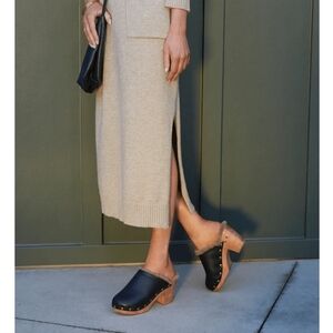 beek Black Leather Mules